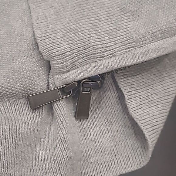 NORDSTORM Cashmere Blend Light Gray Chunky Zip Up XL Sweater - Picture 5 of 6